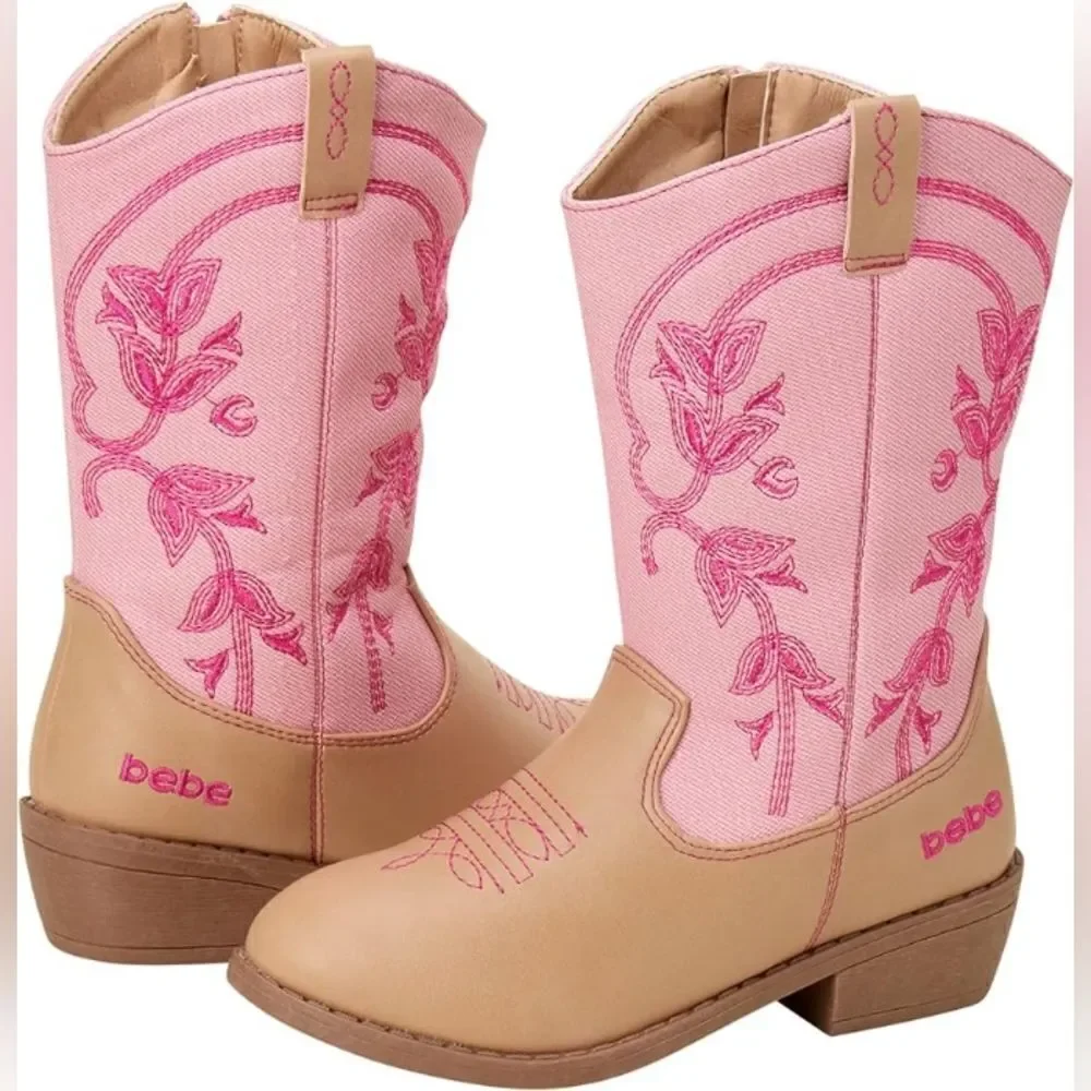(B-3480) bebe Girls’ Cowgirl Boots – Classic Western Cowboy Boots Sz 6